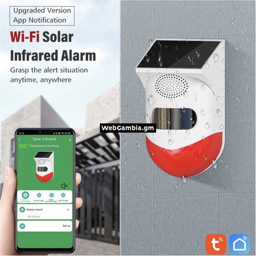 WiFi Solar Powered Strobe Siren Alarm For Home Security